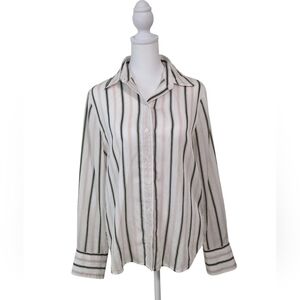 Madewell Green And Pink Striped Shirt Size 2
